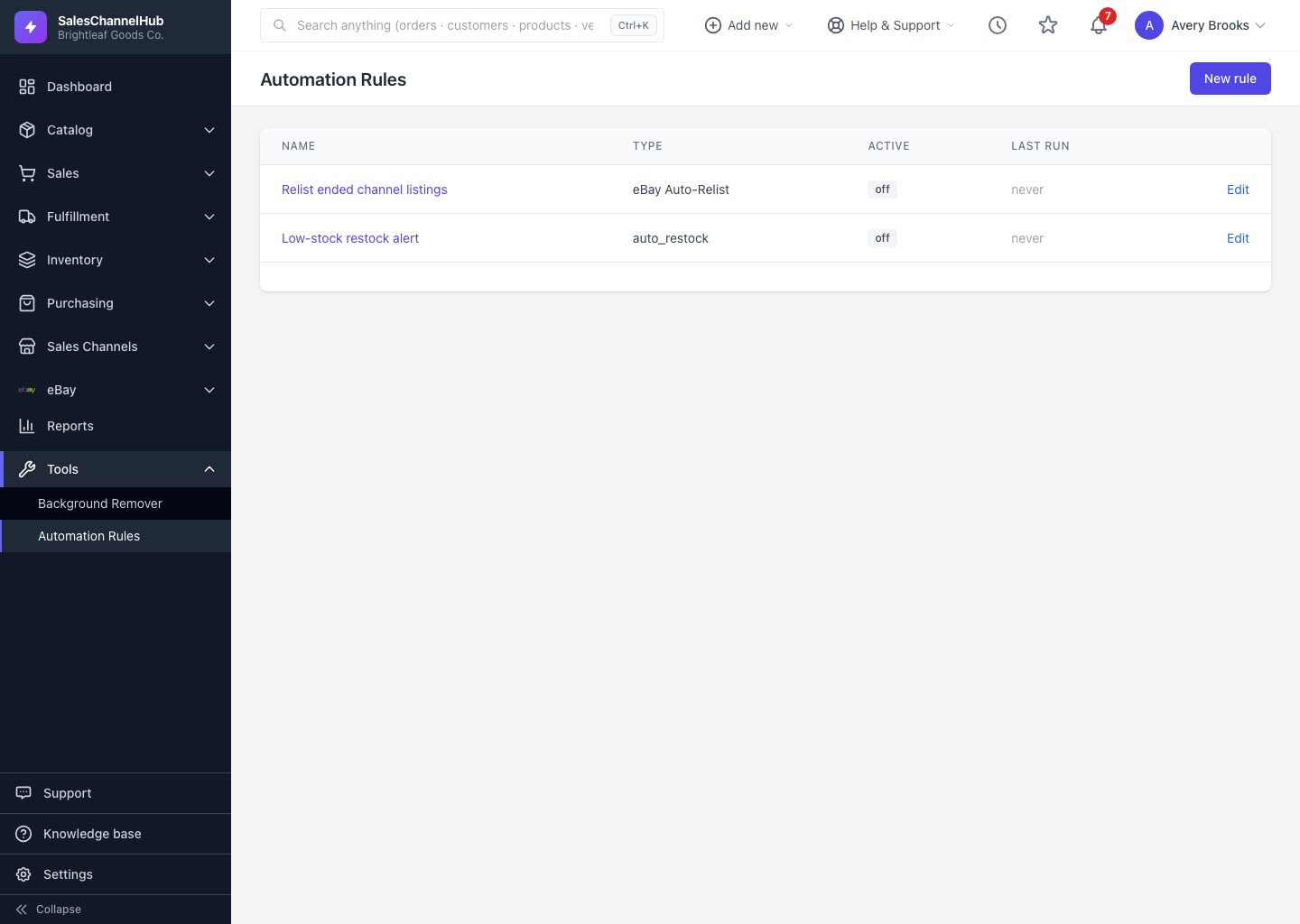 The Automation Rules list under the Tools menu