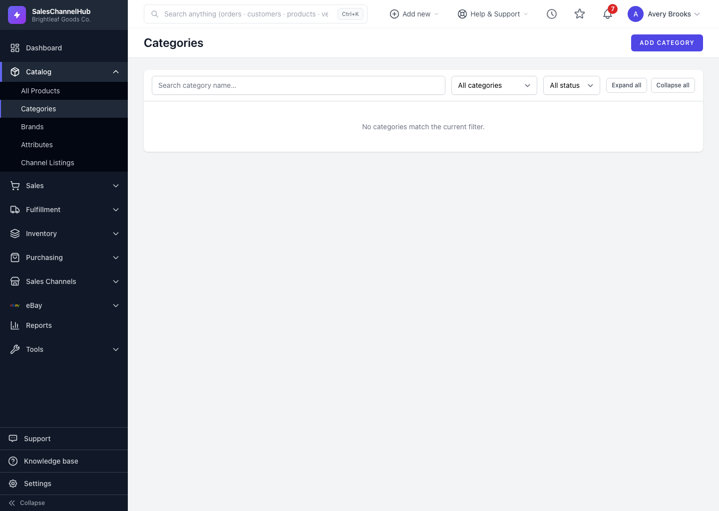 The Categories list