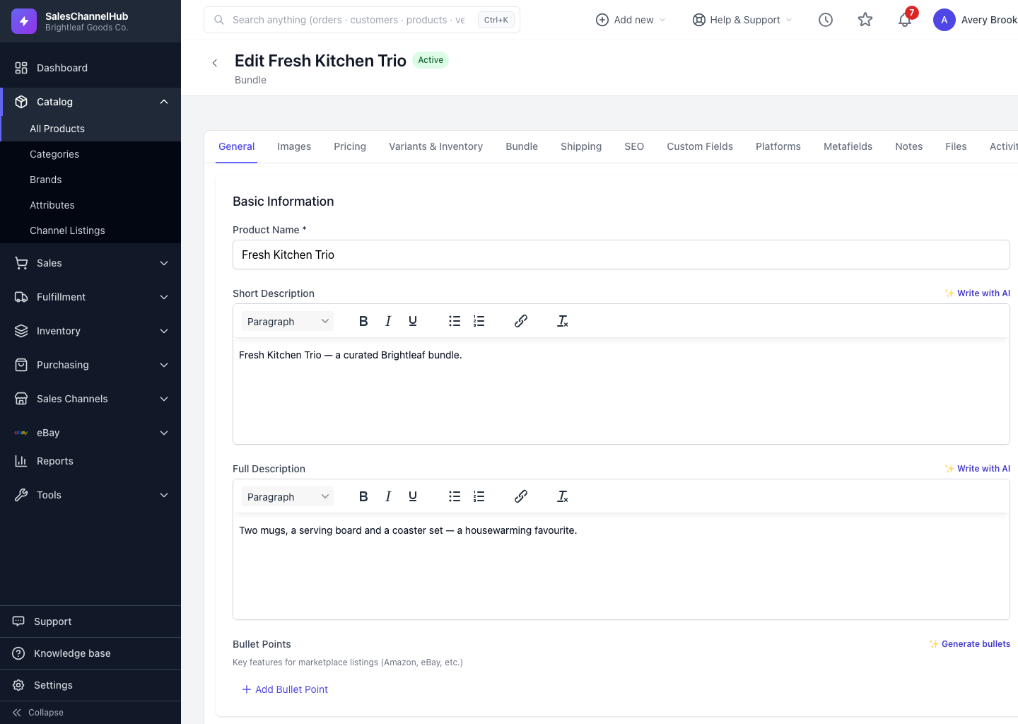 The Custom Fields tab