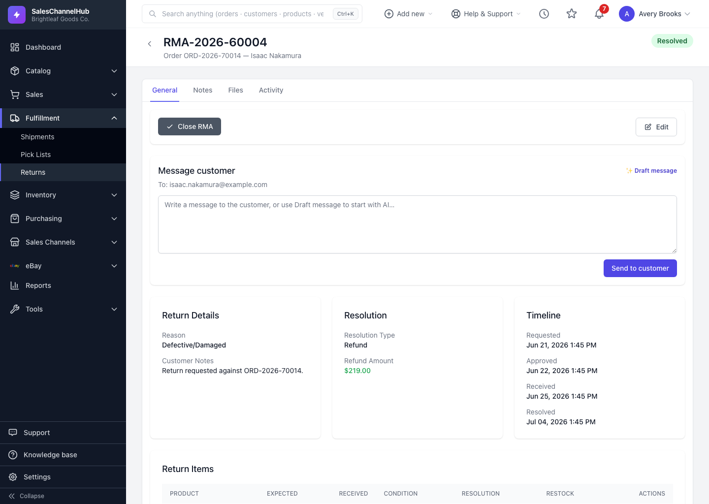 Creating an RMA